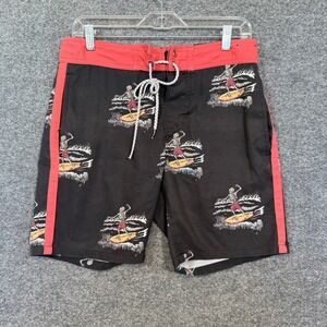 LOST Y2K‎ Boardshorts Mens Medium Black Red Skateboard Swim Trunks Vintage Surf
